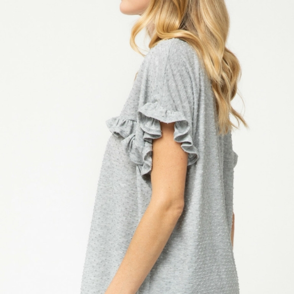 Seafoam Swiss Dot Ruffle Top NWT - Picture 5 of 7